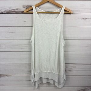 Lily Rain White Tank Tunic Top Layered Hem Casual Size M